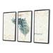 Bungalow Rose Damask Painted Gilded Feather On Blue - 3 Piece Painting on Canvas Canvas, Wood in White | 28 H x 36 W x 1 D in | Wayfair