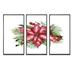 The Holiday Aisle® Holly Mistletoe Berries & Christmas Fir Branch III - 3 Piece Painting on Canvas Canvas, in White | 20 H x 36 W x 1 D in | Wayfair