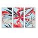 Bayou Breeze Tropical Vintage Flowers V - 3 Piece Painting on Canvas Canvas, Wood in White | 28 H x 36 W x 1 D in | Wayfair