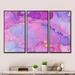 Everly Quinn Purple Luxury Abstract Fluid Art VIII - Modern Framed Canvas Wall Art Set Of 3 Canvas, Wood in White | 20 H x 36 W x 1 D in | Wayfair