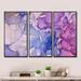 Everly Quinn Pink & Blue Ink Clouds V - Modern Framed Canvas Wall Art Set Of 3 Metal in Blue/Indigo | 32 H x 48 W x 1 D in | Wayfair