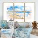 Rosecliff Heights Beach View w/ Ocean Horizon - Nautical & Coastal Framed Canvas Wall Art Set Of 3 Metal in Blue | 32 H x 48 W x 1 D in | Wayfair