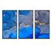 Everly Quinn Blue Luxury Abstract Fluid Art XVIII - Modern Framed Canvas Wall Art Set Of 3 Canvas, Wood in White | 20 H x 36 W x 1 D in | Wayfair