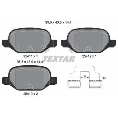 TEXTAR Bremsbelagsatz, Scheibenbremse hinten rechts links mit Zubehör für FIAT 68206120AA K68088919AB 2541101 Image
