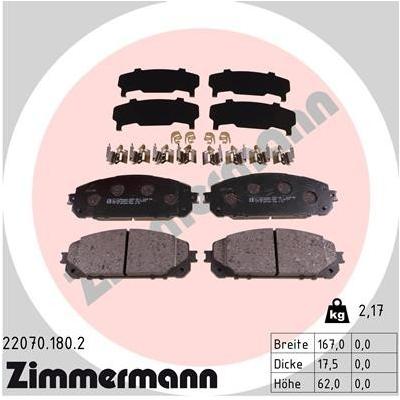 ZIMMERMANN Bremsbelagsatz, Scheibenbremse vorne rechts links mit Feder für JEEP (GAC FCA) 68212327AD 68212327AB 22070.18