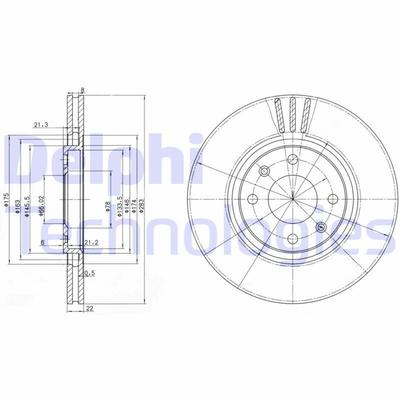 DELPHI Bremsscheibe vorne rechts links belüftet 283mm für PEUGEOT CITROËN 1618860180 4246.V0 4246.G1 BG2690