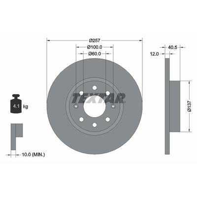 TEXTAR Bremsscheibe PRO vorne rechts links voll 257mm für FIAT VAUXHALL OPEL 51806099 71772550 55700398 92164603