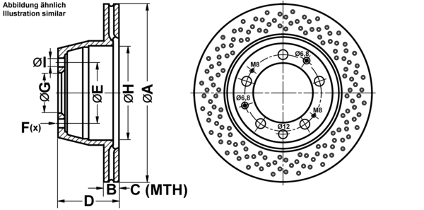 ATE Bremsscheibe 24.0124-0183.1 hinten rechts links Gelocht 299mm für PORSCHE 99335204102 Image