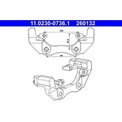 ATE Halter, Bremssattel vorne rechts links für FORD 1471710 3M51-2B135-AA 1223605 11.0230-0736.1