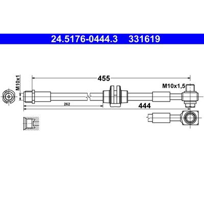 ATE Bremsschlauch vorne links für VAUXHALL OPEL 562410 13374974 39041645 24.5176-0444.3