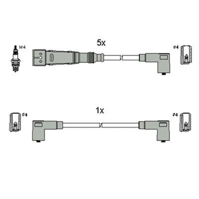 HITACHI Zündleitungssatz Hüco für VW N10052812 N10052706 N10052705 134810