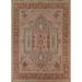 Vegetable Dye Pink Geometric Oushak Turkish Wool Area Rug Hand-knotted - 8'6" x 10'0"