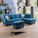 StarHomeLiving Nijia Blue left facing Line Sectional Sofa 3 pieces Set