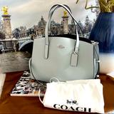 Coach Bags | Coach Charlie Carryall Satchel, Pale Blue Pebbled Leather | Color: Blue | Size: 14" (L) X 9 1/2" (H) X 5 3/4" (W)