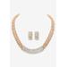 Women's Goldtone Crystal Earring and Choker Necklace Set, 17 - 20" by PalmBeach Jewelry in Crystal