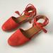 J. Crew Shoes | J Crew Red Suede Ankle Lace Tie Espadrilles Flats Size 6.5 | Color: Red/Tan | Size: 6.5