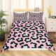 Pink Leopard Print Duvet Cover King Blue Cheetah Bedding Set African Safari Animal Comforter Cover Chic Gorgeous Microfiber All-Season Quilt Cover 3Pcs For Girls Women Bedroom