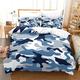 Tomifine Duvet Cover Army Camouflage Single Bedding Set and 2 Pillowcase Set Microfiber Soft Zipper Closure Quilt Cover for Kids Boys (King 230x220 cm,Blue)