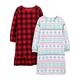 Simple Joys by Carter's Girls 2-Pack Fleece Nightgowns Nachthemd, Buffalo Karos/Norweger, 2-3 Jahre (2er Pack)