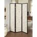 Three Panel Folding Floor Screen with Postal Script Panels, Brown