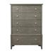 Wooden Chest with Natural Grain Texture Finish and 5 Drawers, Gray