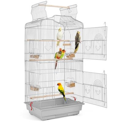 Topeakmart Light Gray Open Top Metal Bird Cage, 41" H