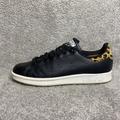 Adidas Shoes | Adidas Stan Smith Black Leather & Leopard Print Sneakers Rare B26591 Women's 8 | Color: Black | Size: 8