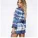 American Eagle Outfitters Pants & Jumpsuits | American Eagle Romper Womens Small Blue White Tie Dye Bell Sleeve Lace Up Shorts | Color: Blue/White | Size: S