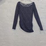 Anthropologie Tops | Anthropologie Meadow Rue Grey Lace Mesh Blouse Ruched Sides Long Sleeves Sz S | Color: Gray | Size: S