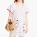 J. Crew Swim | J. Crew Embroidered Linen Blend Cover Up Tunic With Pom Poms, White, Small | Color: Red/White | Size: S