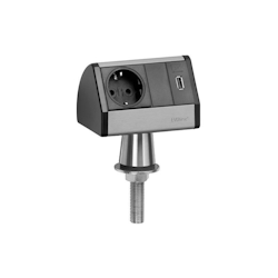 EVOline T-Dock 1x Steckdose auf Edelstahlfuß mit USB-Charger, schwarz Image