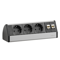 EVOline Dock Data small Tischanschlussfeld 3-fach Steckdose ohne Zwinge, silber Image