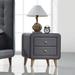 Transitional 2-drawer Nightstand in Light Gray Fabric, Plentiful Storage, for Living Room or Bedroom