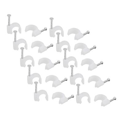 20 Pcs Plastic Wall Insert 10mm Width Circle Cable Mount Nail Clips - White