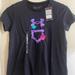 Under Armour Shirts & Tops | Girls Youth Large Underarmour Tee Shirt Softball Print | Color: Black/Purple | Size: Lg