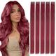 RUNATURE Clip in Hair Extensions Burgundy Hair Extensions Clip in Real Human Hair 20 Inch Red Clip in Human Hair Extensions for Highlight Burgundy Clip in Extensions 25g 5pcs