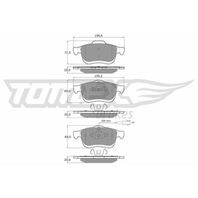 TOMEX Brakes Bremsbelagsatz, Scheibenbremse vorne rechts links für GENERAL MOTORS FIAT LANCIA OPEL 77364929 95515028 773