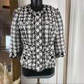 Anthropologie Jackets & Coats | Anthro | Elevenses Fringe Tweed Blazer Jacket Sz.4 | Color: Black/White | Size: 4