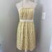 Free People Dresses | Free People Soft Yellow Tan Floral Print Knit Halter Dress Mini | Color: Tan/Yellow | Size: 12