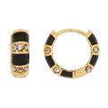 Kate Spade Jewelry | Kate Spade Black Rare Form Striped Huggies Hoop Earrings | Color: Black/Gold | Size: Os
