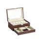 Leather Watch Box with 12 Compartments, with Drawer, Luxury Watch Box, Presentation Organiser, Watch Case, Jewellery Box with Glass Display, Top for Watches, Rings, Bracelets (Brown-W79C)