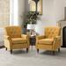 Armchair - Lark Manor™ Anine 29.5" W Tufted Armchair Wood/Polyester in Yellow | 34 H x 29.5 W x 29.7 D in | Wayfair