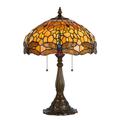 Bloomsbury Market 2 Bulb Tiffany Table Lamp w/ Dragonfly Design Shade, Multicolor Glass/Metal in Brown/Yellow | 23 H x 16.5 W x 16.5 D in | Wayfair