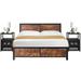 Trent Austin Design® Kempst 3 Piece Solid Wood Bedroom Set Wood/Metal in Black | 39.3 H x 62.9 W x 82 D in | Wayfair