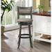 Canora Grey Gabryele 30" Swivel Barstool Wood/Upholstered/Leather in Gray | 44 H x 21.5 W x 21.5 D in | Wayfair CCA52FE3EFA344AB8FC8C14E2BC66088