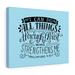 Trinx Through Christ Philippians 4:13 Sky Blue Christian Wall Art Bible Verse Print Ready To Hang Canvas in Black/Blue | Wayfair