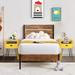 Steelside™ Alicia 3 Piece Bedroom Set Wood Bed Frame & Nightstand Set Wood/Metal in Yellow | 42.5 H x 55.5 W x 82.4 D in | Wayfair