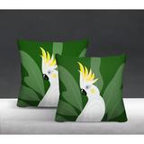 Bay Isle Home™ Catoo Bird Indoor/Outdoor Square Pillow Polyester/Polyfill blend in Green | 19 H x 19 W x 5.25 D in | Wayfair