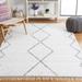 Gray/White 96 x 60 x 0.2 in Indoor Area Rug - Union Rustic Anahy Geometric Handmade Handwoven Cotton Area Rug in Ivory/Gray Cotton | Wayfair