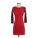 Express Casual Dress - Bodycon: Red Stripes Dresses - Women's Size X-Small